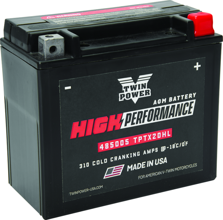 Twin Power YTX-20HL High Performance Battery Replaces H-D 65989-97A Made in USA 310 CCA - Bull Strap