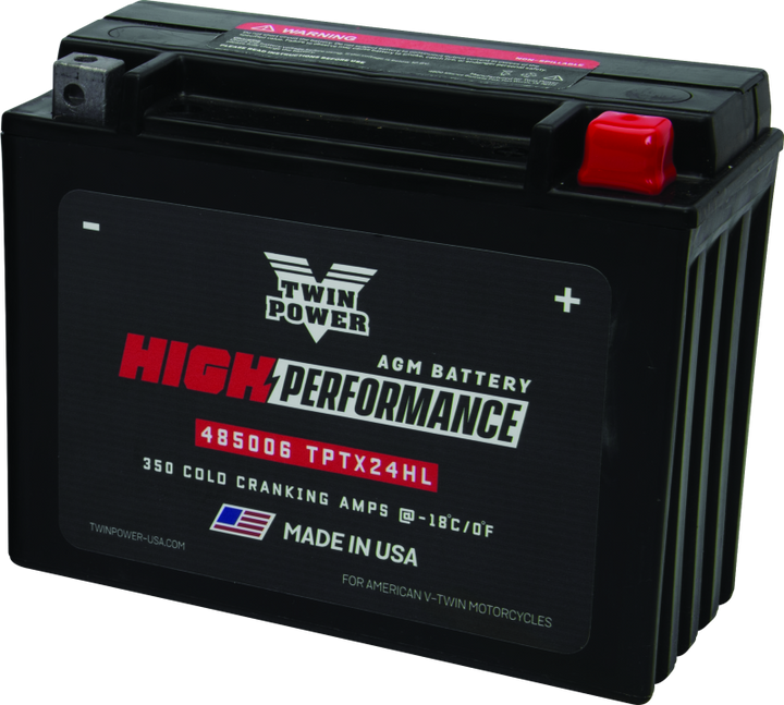 Twin Power YTX-24HL High Performance Battery Replaces H-D 66010-82A Made in USA 350 CCA - Bull Strap