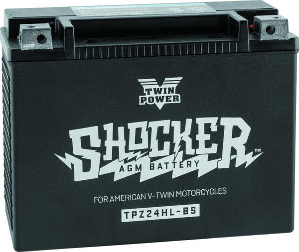 Twin Power YTX-24HL Shocker Battery Replaces H-D 66010-82A 410 CCA - Bull Strap