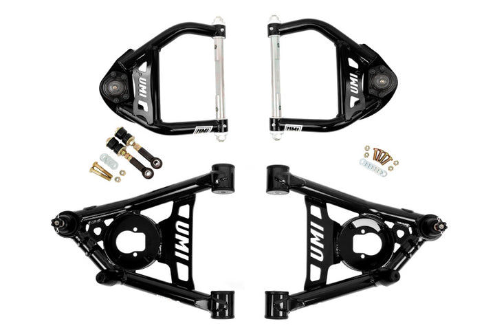UMI Performance 64-72 GM A-Body Tubular Upper & Lower Front A-Arm Kit - Black - Bull Strap