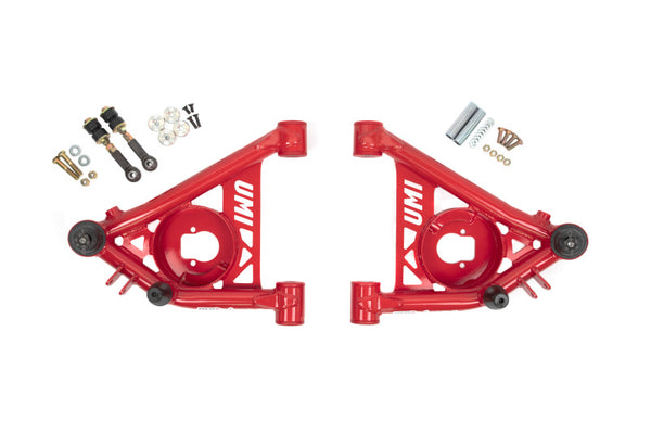 UMI Performance 82-92 F-Body 78-88 G-Body S10 Tubular Front Lower A-Arms Poly - Bull Strap