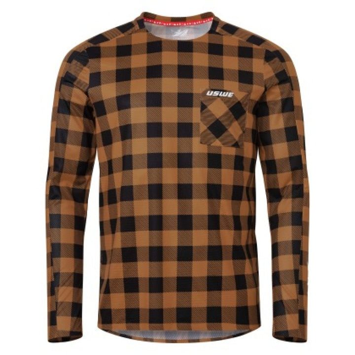 USWE Flannel Long Sleeve Lightweight Off-Road Jersey Bronze - XL - Bull Strap