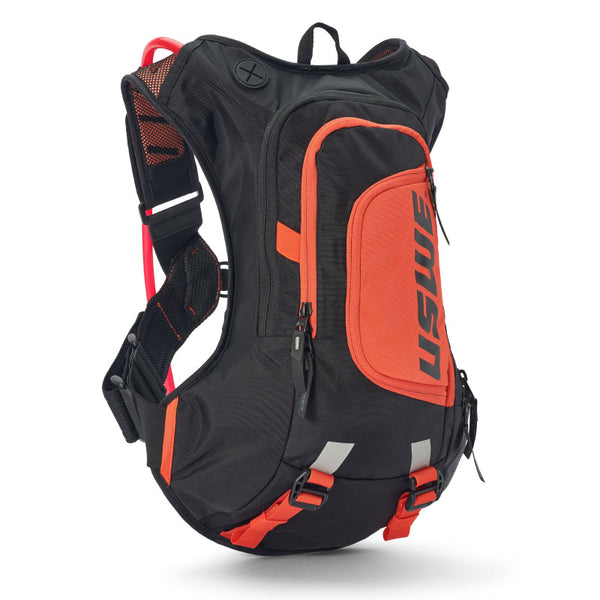 USWE Moto Hydro Hydration Pack 12L - Black/Factory Orange - Bull Strap