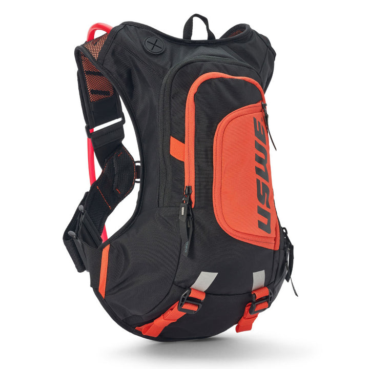 USWE Moto Hydro Hydration Pack 12L - Black/Factory Orange - Bull Strap