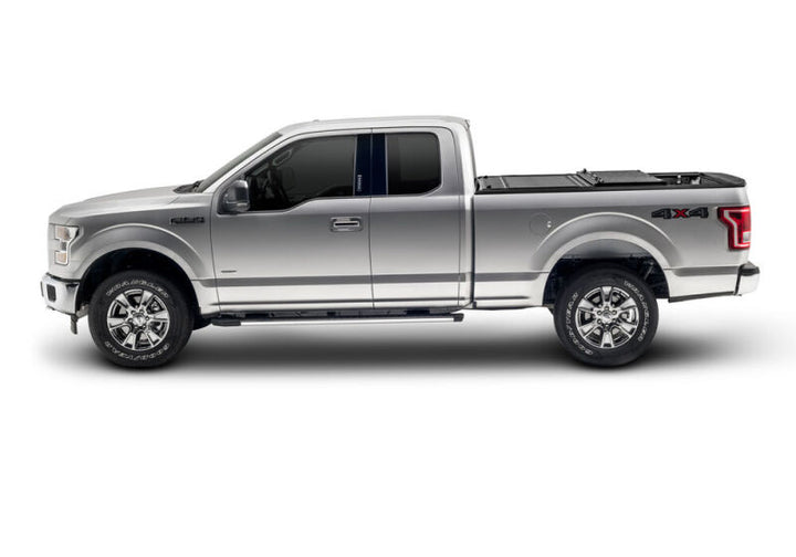 UnderCover 15-20 Ford F-150 5.5ft Ultra Flex Bed Cover - Matte Black Finish - Bull Strap