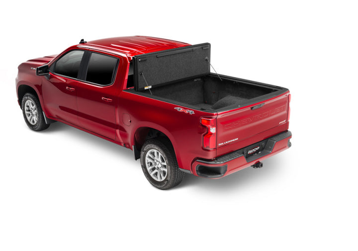 UnderCover 2022 Toyota Tundra C 4WD CrewMax 5.5ft Bed Ultra Flex Bed Cover - Matte Black Finish - Bull Strap
