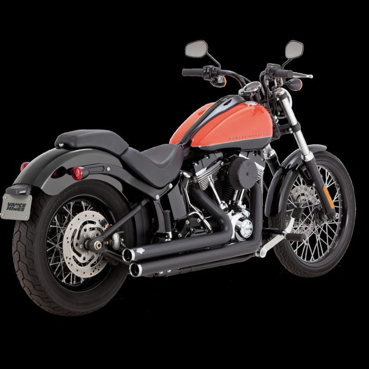 Vance & Hines 18-22 Harley Davidson Softail/ Big Shots Staggered PCX Full System Exhaust - Black - Bull Strap