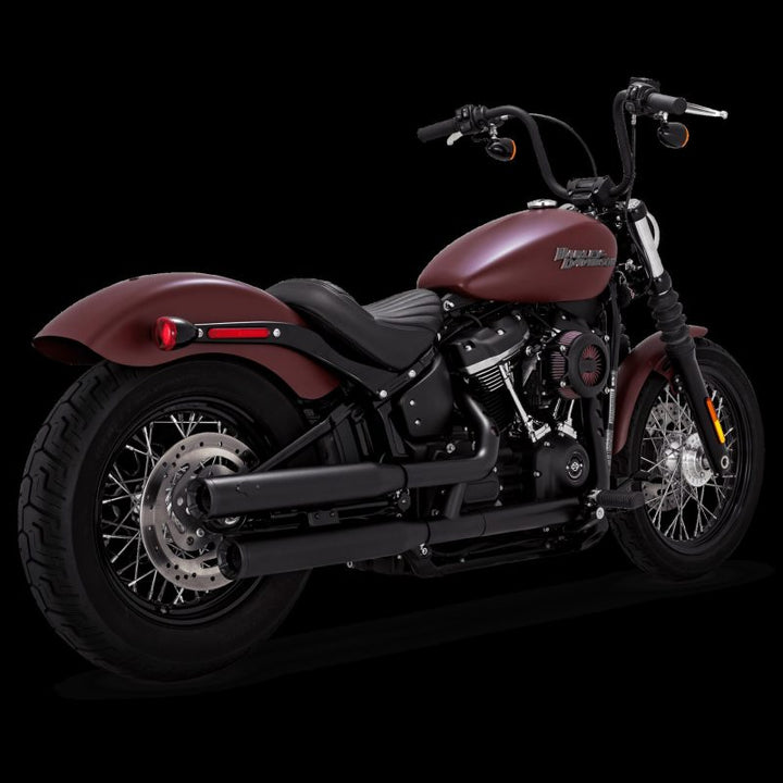 Vance & Hines 18-22 Harley Davidson Softail Eliminator 300 PCX Slip-Ons Exhaust - Black - Bull Strap
