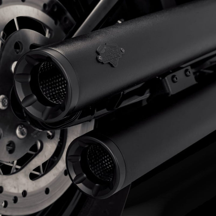 Vance & Hines 18-22 Harley Davidson Softail Eliminator 300 PCX Slip-Ons Exhaust - Black - Bull Strap