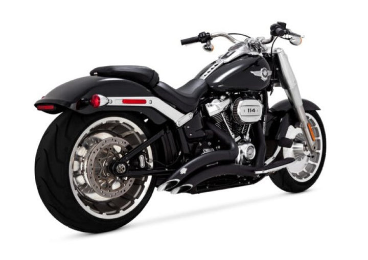 Vance & Hines HD 18-22 Fatboy/Breakout Big Radius 2-2 Black PCX Full System Exhaust - Bull Strap