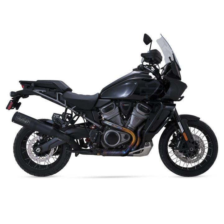Vance & Hines HD 21-22 Pan America Hi-Output 450 S/O Black Slip-On Exhaust - Bull Strap