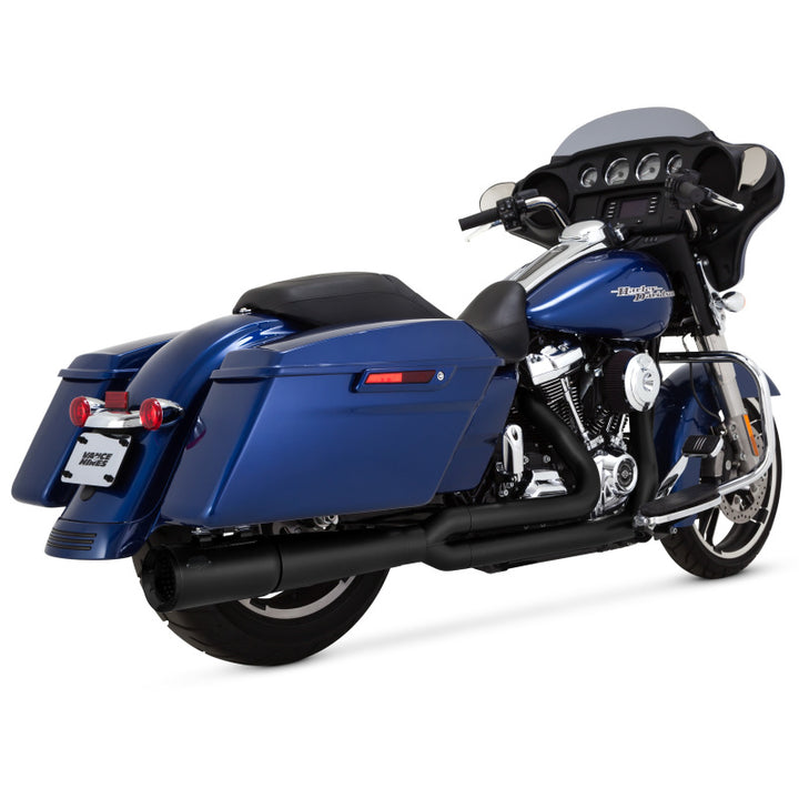 Vance & Hines HD Dresser 17-22 Pro Pipe 2-1 Black PCX Full System Exhaust - Bull Strap