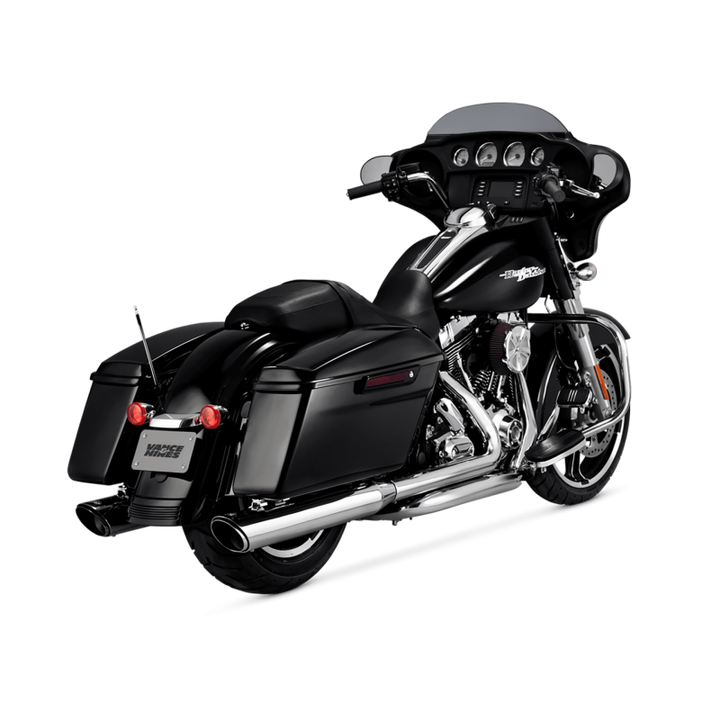 Vance & Hines HD Dresser 17-22 Twin Slash Round Chrome Slip-On Exhaust - Bull Strap
