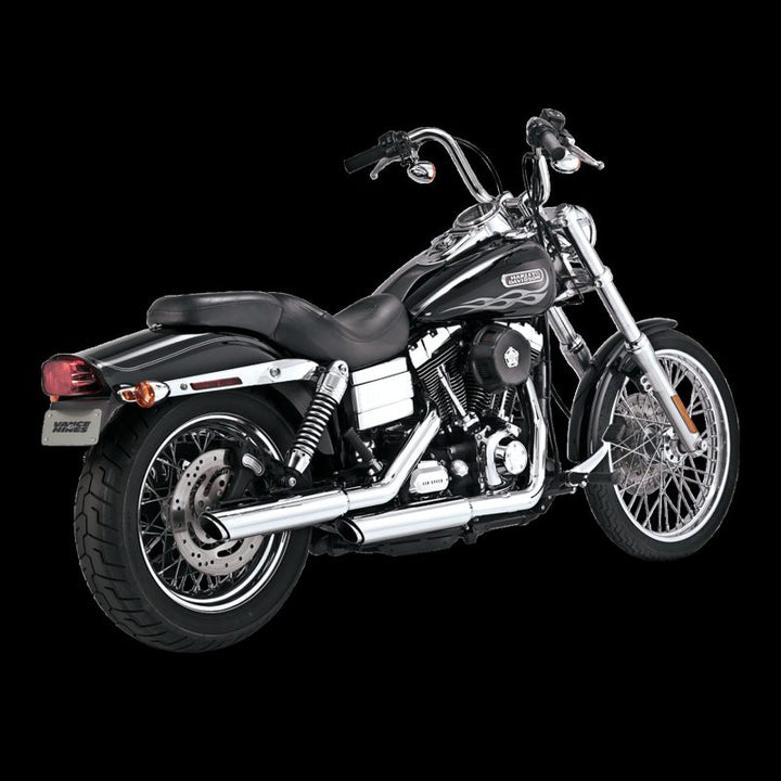 Vance & Hines HD Dyna 91-17 3In Twin Slash Slip PCX Slip-On Exhaust - Bull Strap