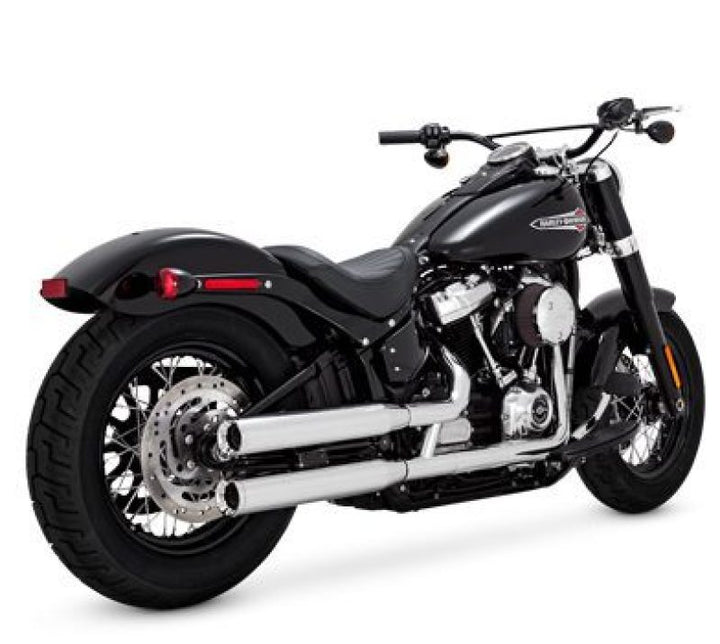 Vance & Hines HD Softail 18-22 Eliminator S/OS Chrome Slip-On Exhaust - Bull Strap