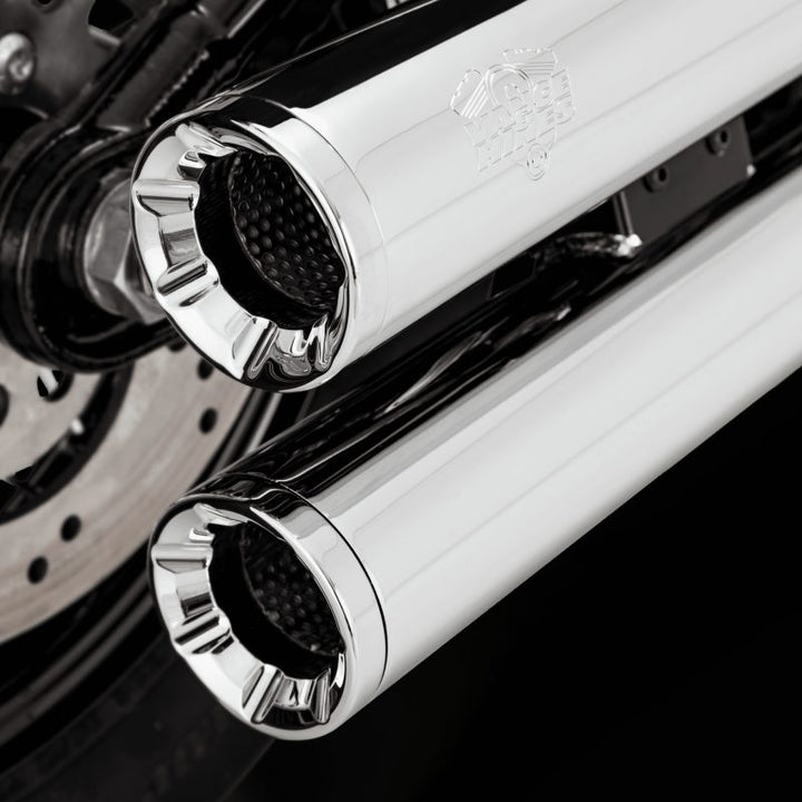 Vance & Hines HD Softail 18-22 Eliminator S/OS Chrome Slip-On Exhaust - Bull Strap