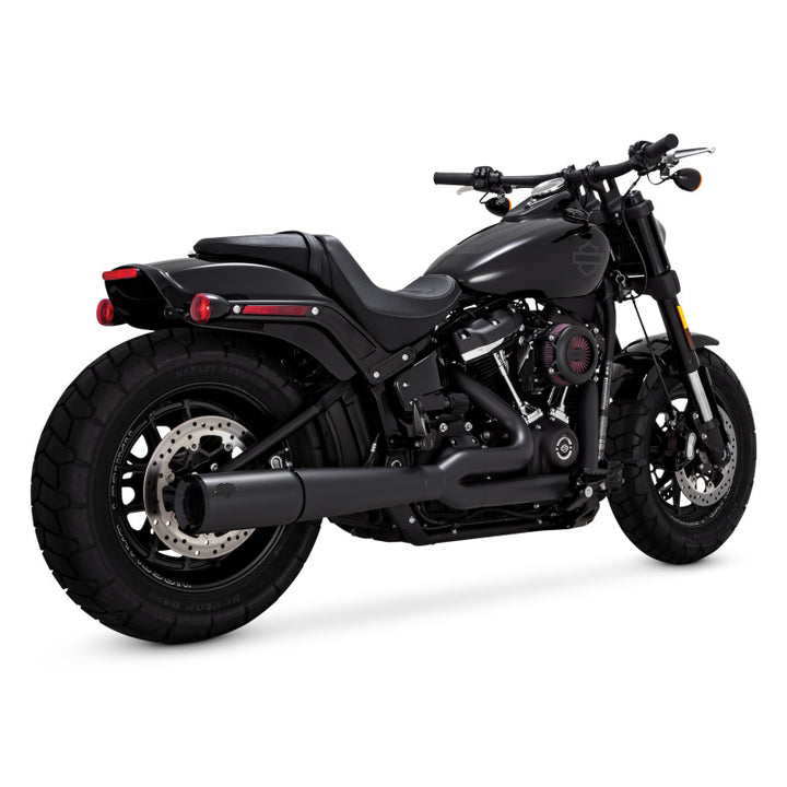 Vance & Hines HD Softail 18 -22 Pro Pipe Black PCX Full System Exhaust - Bull Strap