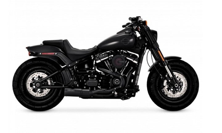 Vance & Hines HD Softail Fat Bob 18-22 Hi-Output 2-1 Black PCX Full System Exhaust - Bull Strap