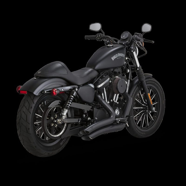 Vance & Hines HD Sportster 14-22 Big Radius 2-2 Black PCX Full System Exhaust - Bull Strap