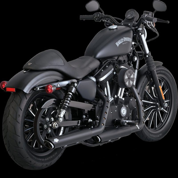 Vance & Hines HD Sportster 14-22 Twin Slash 3In PCX Slip-On Exhaust - Bull Strap