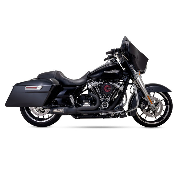 Vance & Hines HD  Touring 17-22 HO 2-1 Black Full System Exhaust - Bull Strap