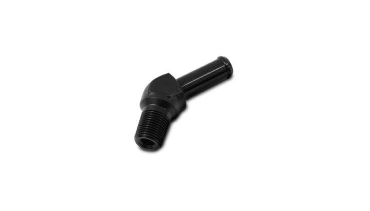 Vibrant 1/4 NPT to 3/8in Barb Straight Fitting 45 Deg Adapter - Aluminum - Bull Strap