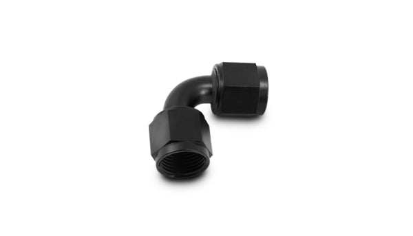 Vibrant -10AN Female 90 Degree Union Adapter (AN to AN) - Anodized Black Only - Bull Strap