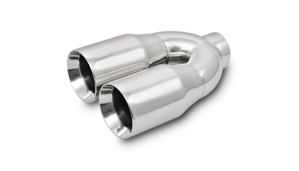 Vibrant 2.5in ID Dual 3.5in OD Round SS Tips (Double Wall, Straight Cut) - Bull Strap