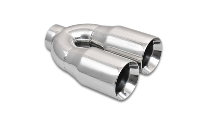 Vibrant 2.5in ID Dual 3.5in OD Round SS Tips (Double Wall, Straight Cut) - Bull Strap