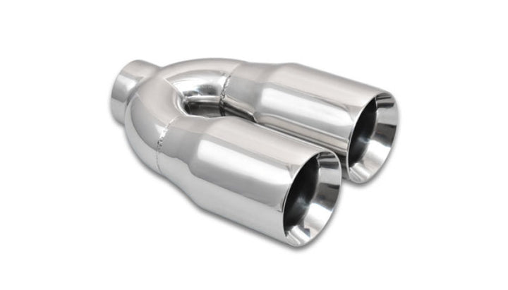 Vibrant 2.5in ID Dual 3.5in OD Round SS Tips (Double Wall, Straight Cut) - Bull Strap