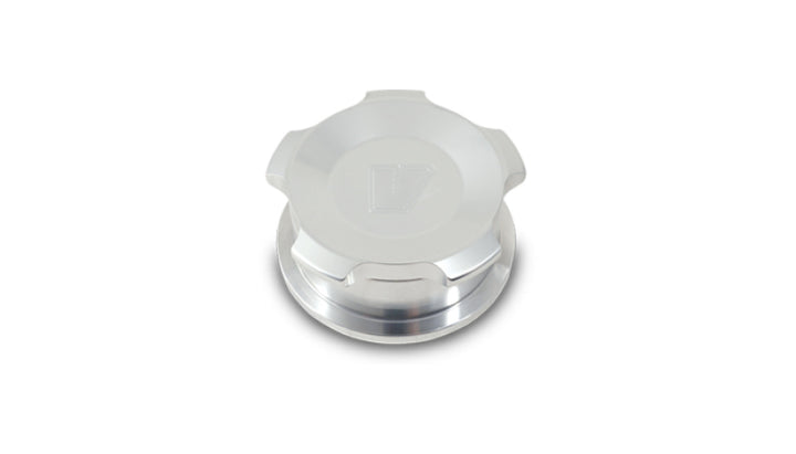 Vibrant 2.75in OD Aluminum Weld Bungs w/ Polished Aluminum Threaded Cap (incl. O-Ring) - Bull Strap