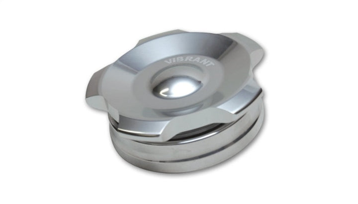 Vibrant 2in OD Aluminum Weld Bungs w/ Polished Aluminum Threaded Cap (incl. O-Ring) - Bull Strap