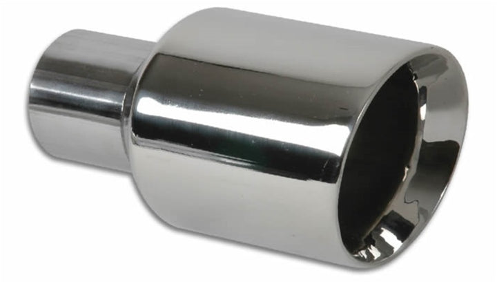 Vibrant 3.5in Round SS Exhaust Tip (Double Wall Angle Cut Beveled Outlet) - Bull Strap