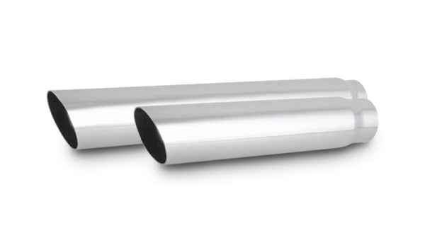 Vibrant 3.5in Round SS Truck/SUV Exhaust Tip (Single Wall Angle Cut) - 3in inlet 11in long - Bull Strap