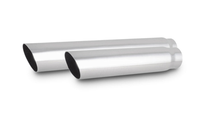 Vibrant 3.5in Round SS Truck/SUV Exhaust Tip (Single Wall Angle Cut) - 3in inlet 11in long - Bull Strap