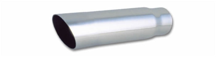 Vibrant 3.5in Round SS Truck/SUV Exhaust Tip (Single Wall Angle Cut) - 3in inlet 11in long - Bull Strap