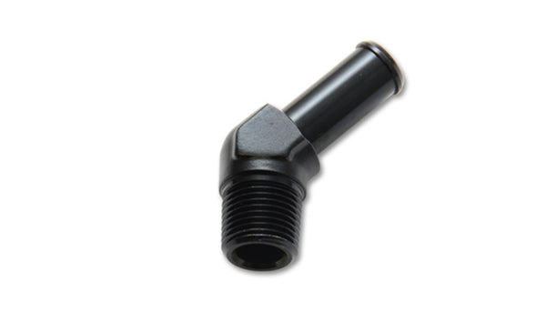Vibrant 3/8 NPT to 1/2in Barb Straight Fitting 45 Deg Adapter - Aluminum - Bull Strap