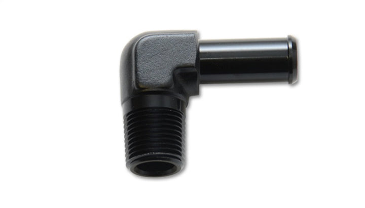 Vibrant 3/8 NPT to 1/2in Barb Straight Fitting 90 Deg Adapter - Aluminum - Bull Strap