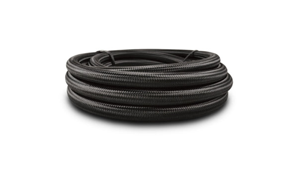 Vibrant -3 AN Black Nylon Braided Flex Hose w/PTFE Liner (10FT Roll) - Bull Strap