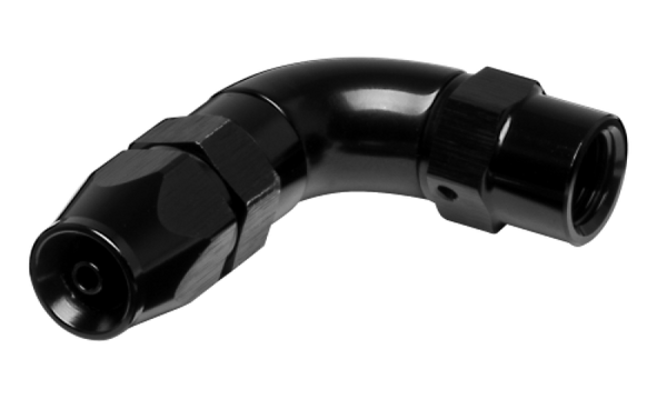 Vibrant -3AN 90 Degree High Flow Hose End Fitting for PTFE Lined Hose - Aluminum - Bull Strap