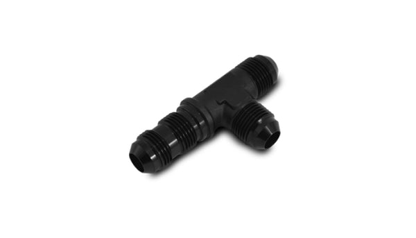 Vibrant -3AN Bulkhead Adapter Tee on Run Fittings - Anodized Black Only - Bull Strap