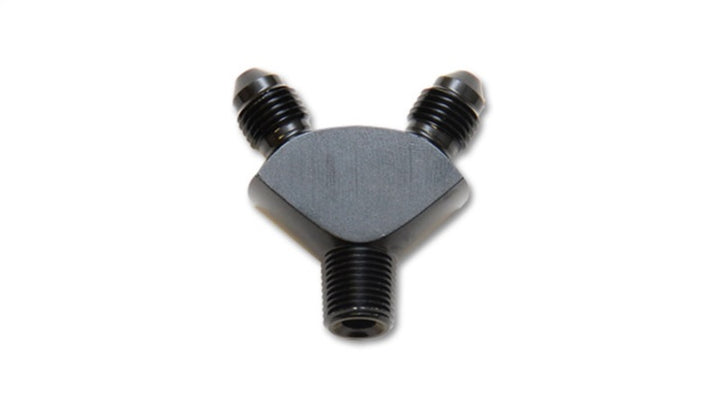 Vibrant -3AN x -3AN x 1/8in NPT Y-Adapter Fitting - Aluminum - Bull Strap