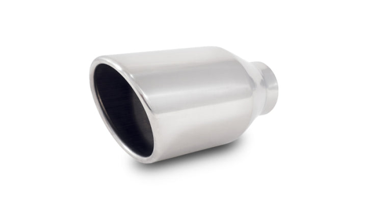 Vibrant 3in ID Dual 4in OD Round SS Tips (Double Wall, Angle Cut) - Bull Strap