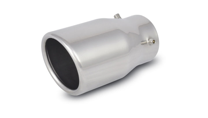 Vibrant 3in Round SS Bolt-On Exhaust Tip (Single Wall Angle Cut Rolled Edge) - Bull Strap