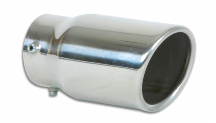 Vibrant 3in Round SS Bolt-On Exhaust Tip (Single Wall Angle Cut Rolled Edge) - Bull Strap