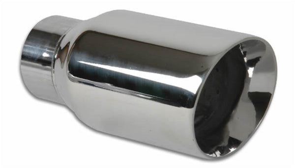Vibrant 3in Round SS Exhaust Tip (Double Wall Angle Cut Beveled Outlet) - Bull Strap