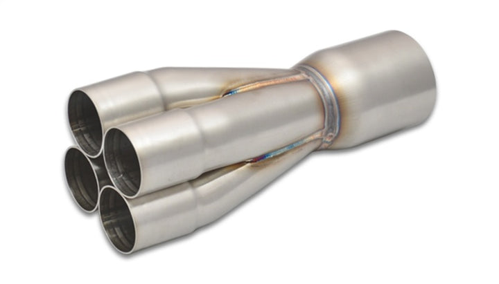 Vibrant 4-1 SS Merge Collectors (1-3/4in Inlet Slipover ID 2-1/2in Merge Outlet OD) Single Unit - Bull Strap