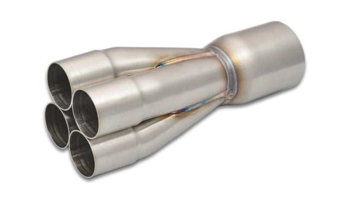 Vibrant 4-1 SS Merge Collectors (1-3/4in Inlet Slipover ID 2-1/2in Merge Outlet OD) Single Unit - Bull Strap