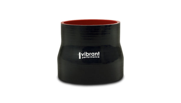 Vibrant 4 Ply Aramid Reducer Coupling 2.5in I.D. x 4in I.D. - Gloss Black - Bull Strap