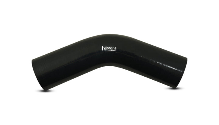 Vibrant 4 Ply Reinforced Silicone Elbow Connector - 2.5in I.D. - 45 deg. Elbow (BLACK) - Bull Strap